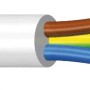 Cavo in neoprene t.b.t. bianco con tre conduttori colorati (marrone, giallo, blu).