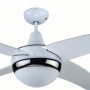 Ventilatore da soffitto bianco con quattro pale e lampada integrata.