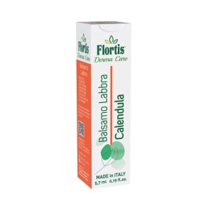 Flortis Derma Care Balsamo Labbra Calendula balsamo labbra in confezione bianca.