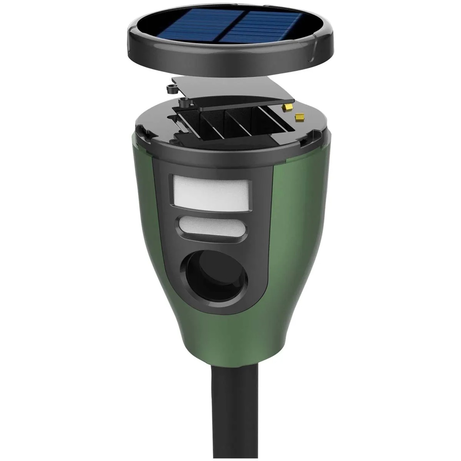 Dissuasore per piccioni t.b.t. con pannello solare, ultrasuoni e luce stroboscopica.