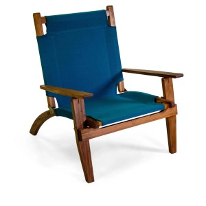 Sedia da giardino in legno Diane in tessuto blu 76x89x91 cm