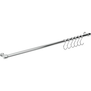 Barra portautensili Lonardo cromata con 6 ganci per cucina.