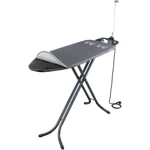 Asse da stiro Leifheit Air Board M Black Plus antracite con poggi ferro, presa e porta cavo.