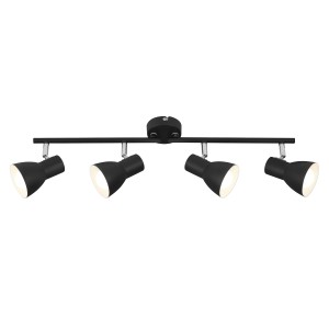 Faretto Briloner nero a 4 luci in stile retrò, orientabile.