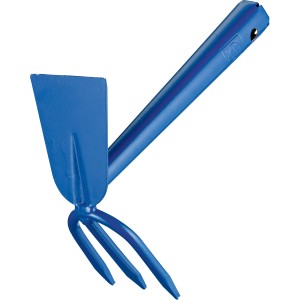 Zappa a mano doppia LUX Classic blu con 3 denti per la cura di giardini e aiuole.