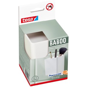 Tesa Baboo scatola portaoggetti bianca senza coperchio. Organizer da bagno per montaggio a parete con Powerstrips.