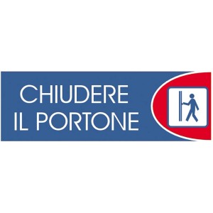 Targa con la scritta "Chiudere il Portone" e simbolo della porta.