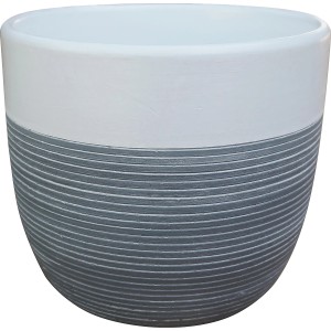 Vaso per piante a righe bianco-grigio, Ø 13,5 cm, per interni, finitura opaca.