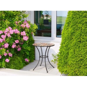 Tavolo da giardino Mosaico Flower in metallo verniciato Ø 60 cm