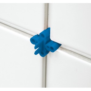 Distanziatore per piastrelle LUX blu 4/5 mm Comfort tra piastrelle bianche per giunti uniformi.