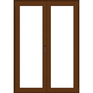 Finestra in PVC marrone, a 2 ante. Ideale per nuove costruzioni e ristrutturazioni.