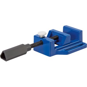 Morsa da banco blu LUX con apertura di 60 mm per lavori di foratura.