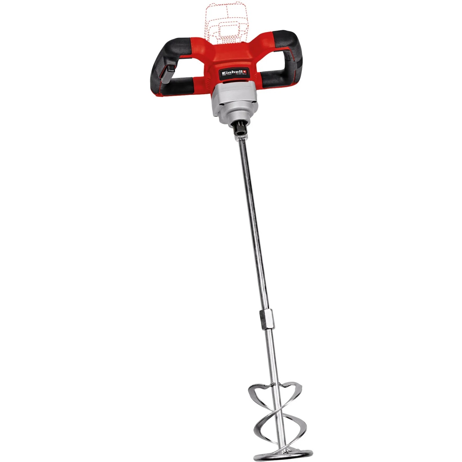Einhell Power X-Change TE-MX 18 Li miscelatore a batteria per vernici e malta, rosso/argento, con accessorio per miscelare. Per vernici, malta e altro.