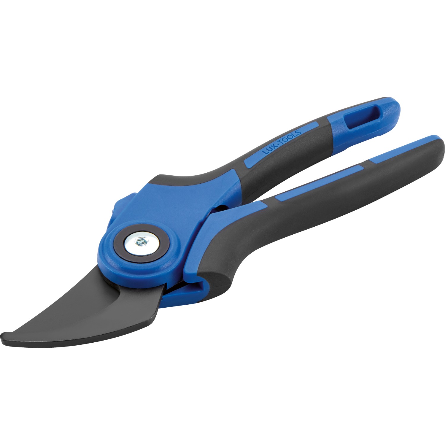 Cesoie bypass LUX, cesoie da giardino blu e nere con rivestimento antiaderente per tagli netti.