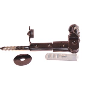 Cerniera in metallo nero con vite e tassello per mobili e costruzioni.