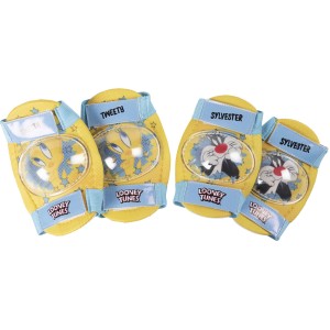 Protezioni gialle Looney Tunes con Tweety e Sylvester per bambini, accessori bici.