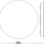 Disegno tecnico della lampada da interni bianca Steinel RS 20 S, una plafoniera rotonda con sensore di movimento.