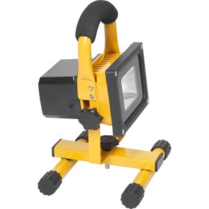 Faro da lavoro a LED portatile con batteria, 10 W, giallo, con supporto per interni ed esterni.