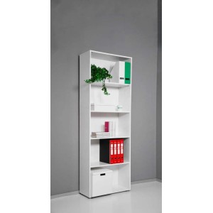 Liberia 5 vani in truciolare 200x69x35 cm bianco