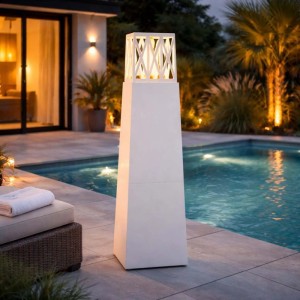 Camino a bioetanolo giardino Divina Fire Vulcano 3,5 kW 40x40x145 cm bianco
