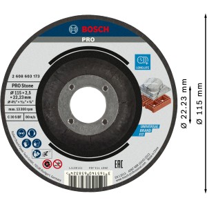 Disco da taglio Bosch Stone, diametro 115 mm, per smerigliatrici angolari, per taglio pietra.