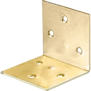 Squadretta ad angolo retto zincata gialla 50x50x50 mm con fori per costruzioni in legno.