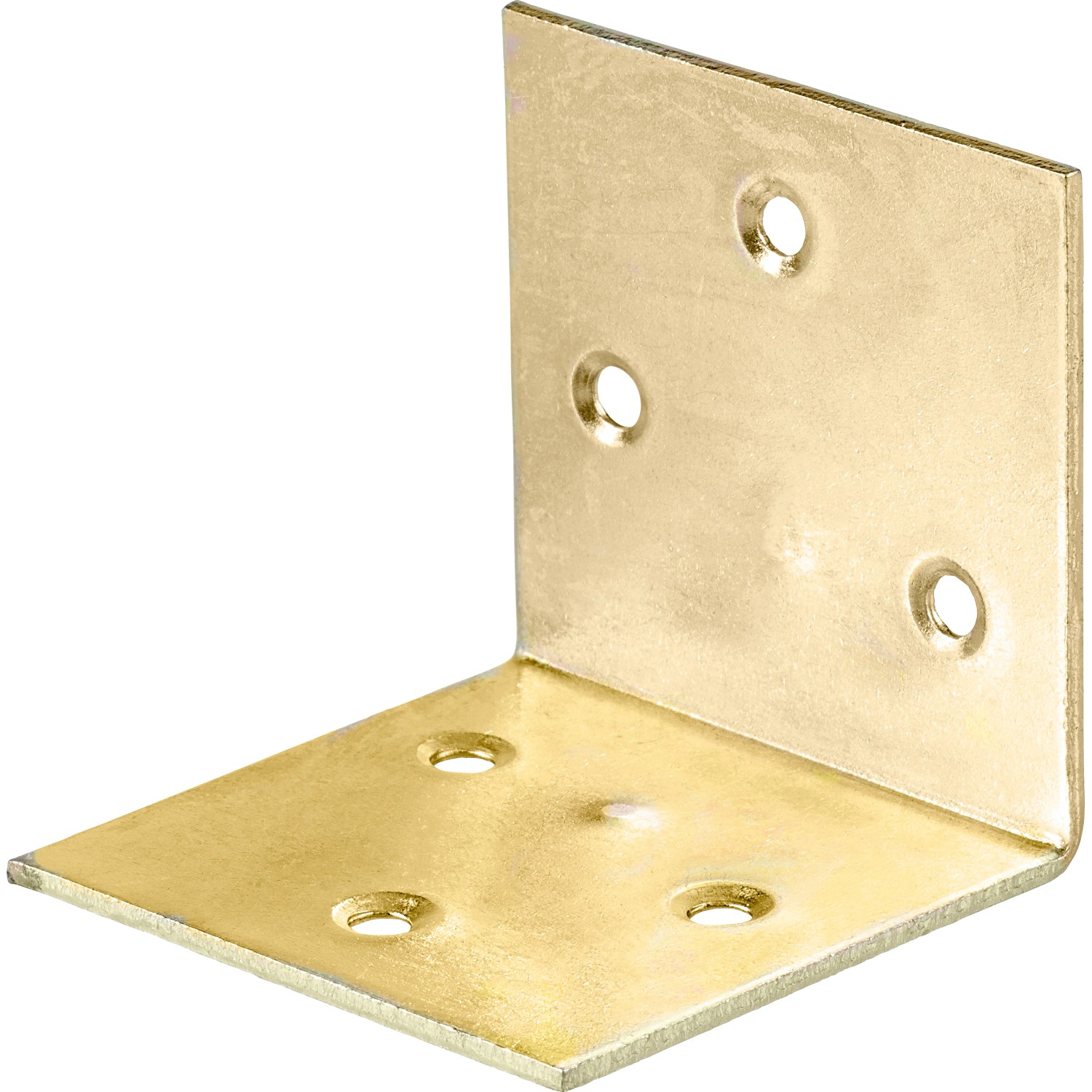 Squadretta ad angolo retto zincata gialla 50x50x50 mm con fori per costruzioni in legno.