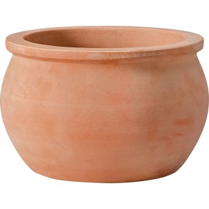 Vaso da fiori rotondo in terracotta per interni ed esterni.