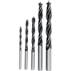 Set di punte da trapano per legno, 5 pezzi, per forature precise nel legno. Ideale per hobbisti e professionisti.