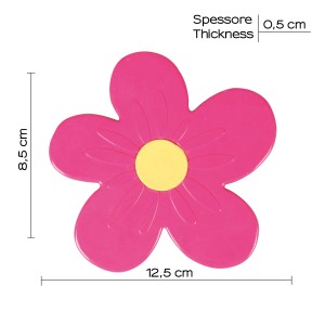 Tappetino doccia t.b.t. a forma di fiore rosa con centro giallo. Accessorio doccia.