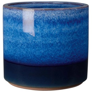 Vaso da fiori in terracotta blu con sfumatura, ideale per piante da interno.