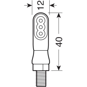 Disegno tecnico di un accessorio auto (t.b.t.) con dimensioni 12x40 mm.