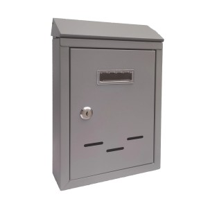 Cassetta postale grigia con finestra e serratura. Categoria: Cassette postali.