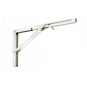Staffa per mensola pieghevole t.b.t. in metallo per montaggio a parete flessibile.