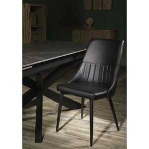 Sedia in ecopelle Oliver nero con struttura nera 48x58xh48/90 cm