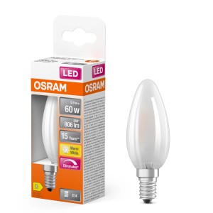 Lampadina LED Osram E14 a candela, 5,5W, bianco caldo, 806 lm, 10x3,5cm. Imballaggio incluso.