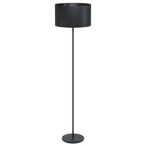 Lampada da terra nera Eglo Maserlo con paralume in tessuto, 1 luce, E27, 60W. Lampada moderna per soggiorno.