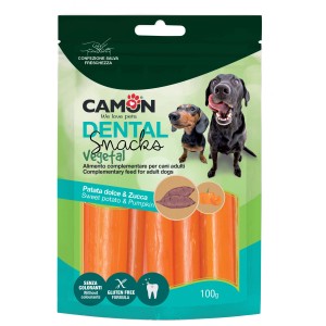 Camom Dental Snacks Vegetal per cani, patata dolce e zucca, 100g.