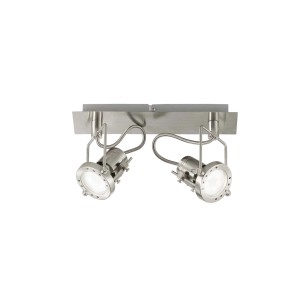 Faretti t.b.t. moderni con due faretti argentati per soffitto o parete.