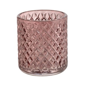 Portaspazzolino t.b.t. in vetro rosa con motivo a rombi.