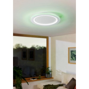 Plafoniera LED bianca Eglo Padrogiano-Z con cornice RGB (Ø 59,5 cm) a soffitto.