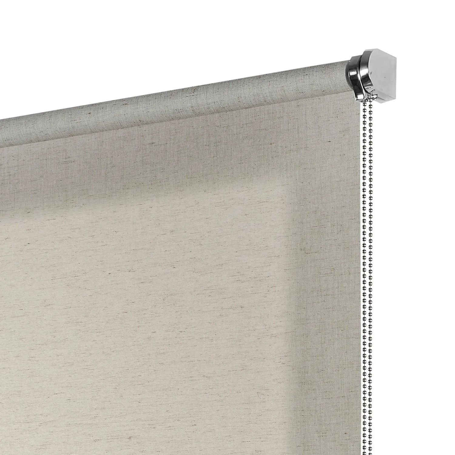 Tenda a rullo t.b.t. beige con catenella per decorazione finestre.