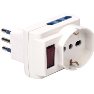 Adattatore multiplo t.b.t. bianco con interruttore per prese.