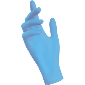 Guanto domestico blu per pulizia e altro.