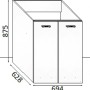 Schizzo di un mobile bagno t.b.t. con dimensioni.
