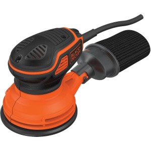 Levigatrice rotorbitale Black+Decker KA199 con aspirazione polvere, 240 W, arancio/nero.