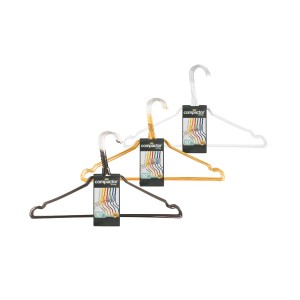 Set di appendiabiti in nero, oro e bianco per organizer armadio.