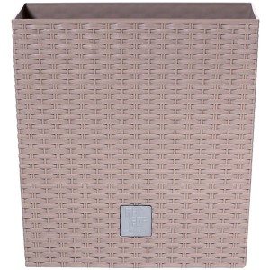 Vaso per fiori Prosperplast color mocca effetto rattan, 33x33x33 cm, ideale per interni ed esterni.