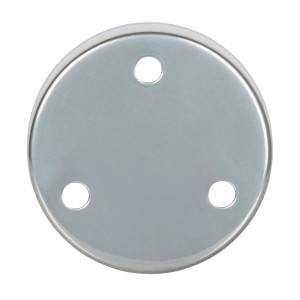 Rosone rotondo argentato per sospensione lampadario con tre fori.