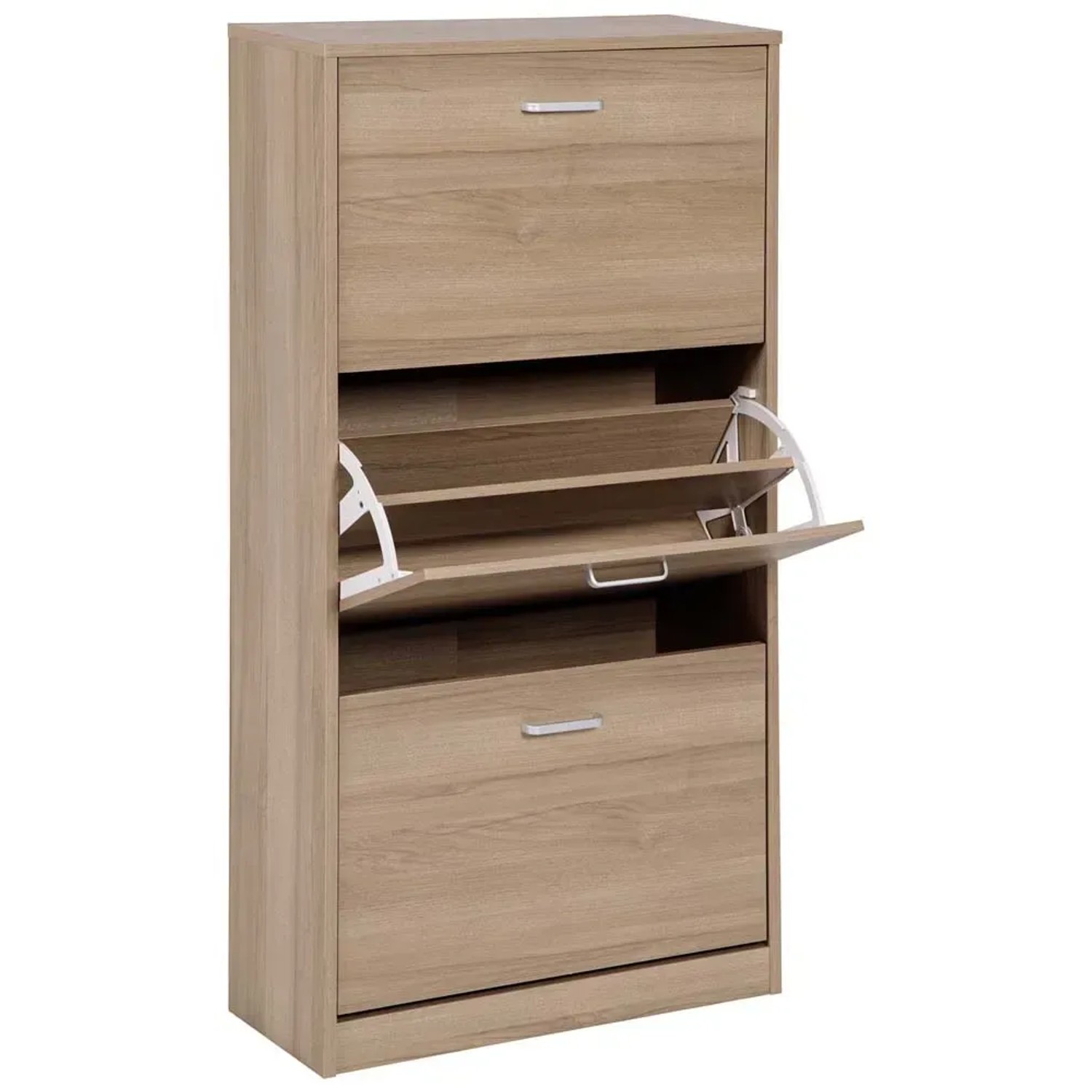 Scarpiera in MDF melamina 3 ante 60x24x115 cm marrone_2